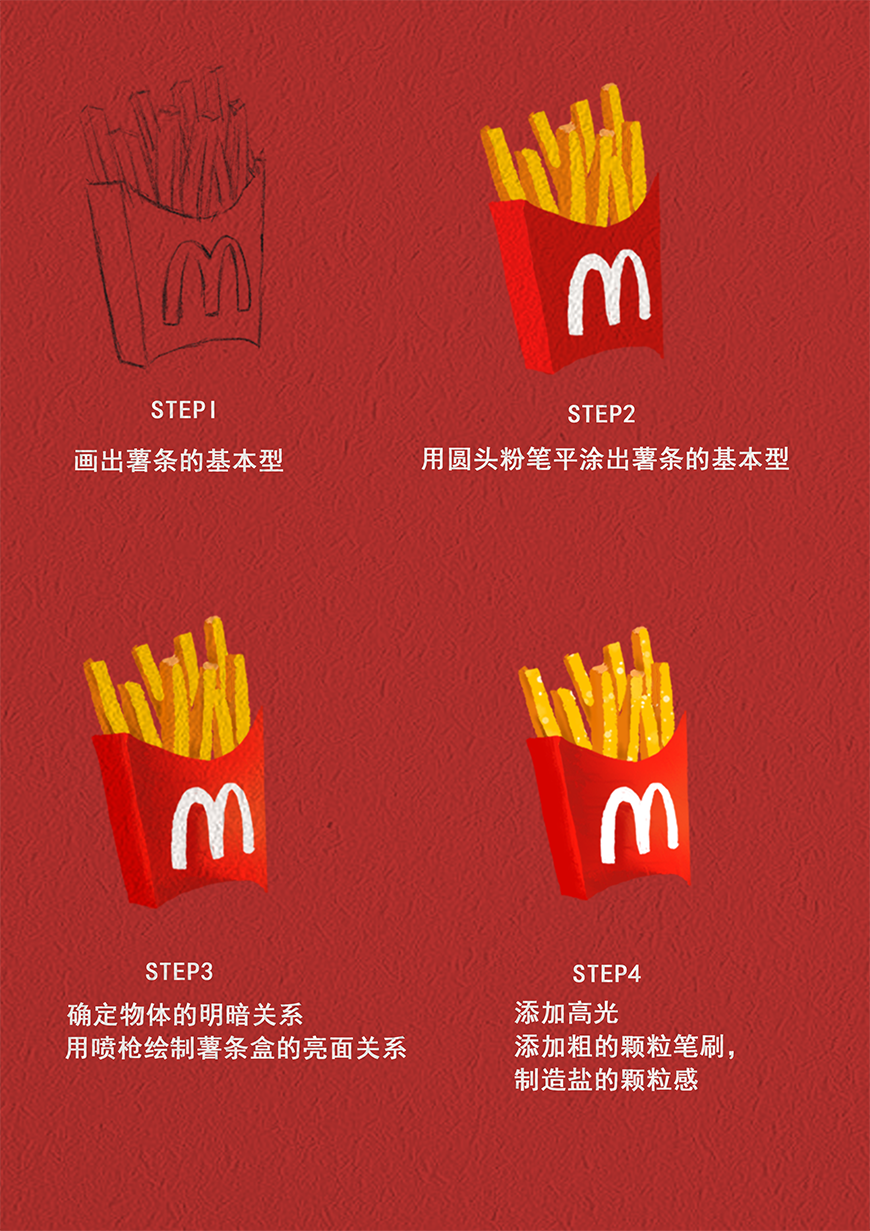 手绘教程教你画出精致有食欲的麦当劳菜单