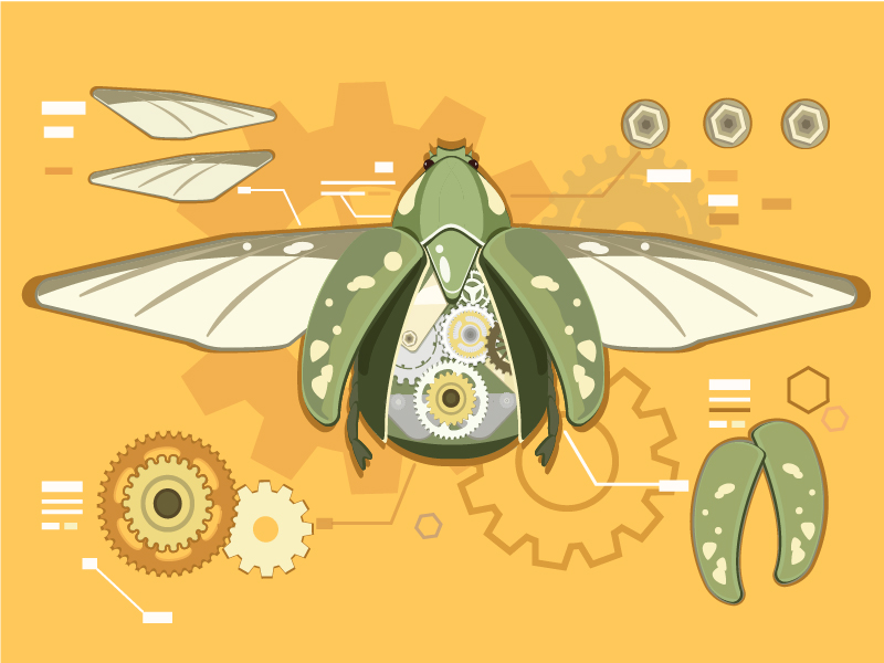 ai教程!机械甲虫矢量插画绘制思路分享