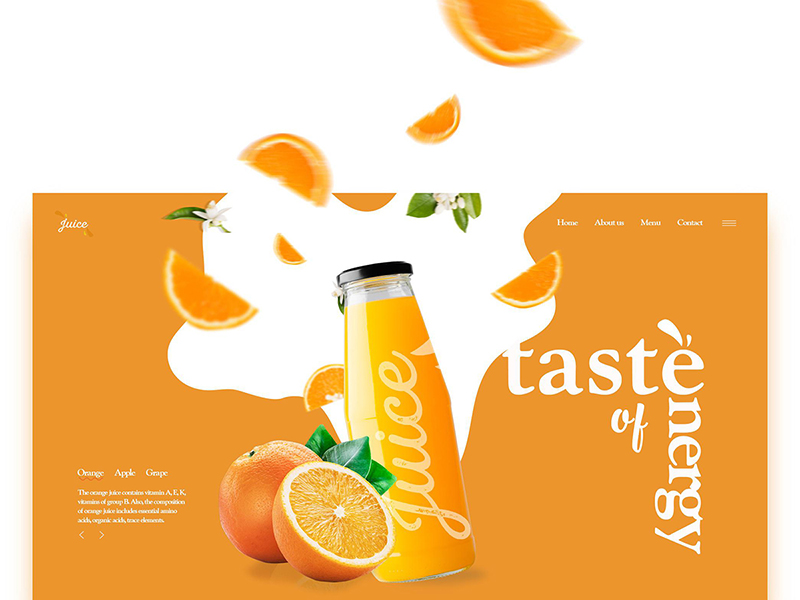 orange juice home page concept by violetta martinova