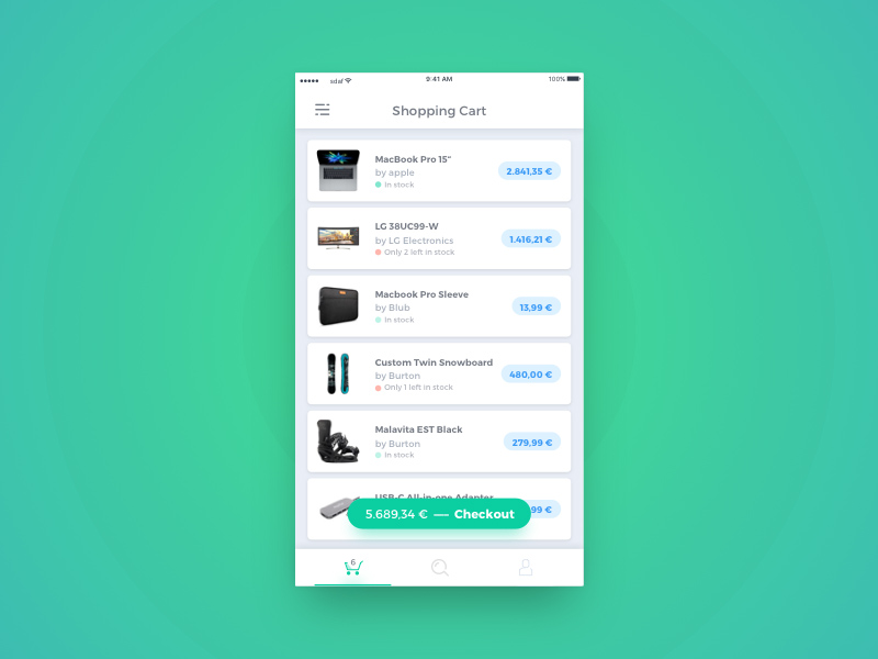 12张电商App购物车界面设计灵感