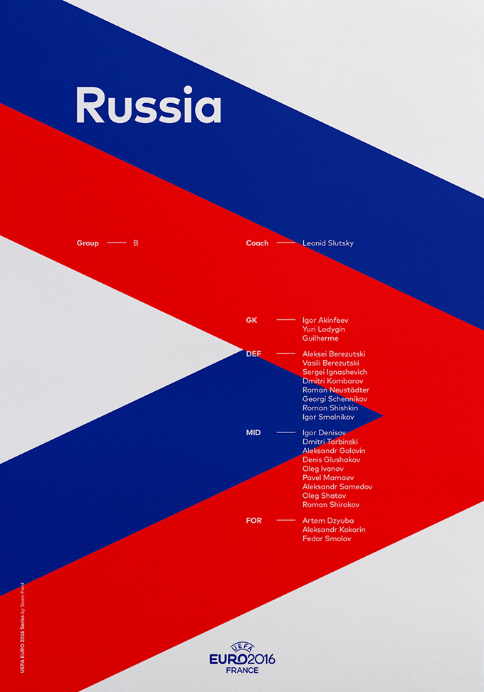 Sean Ford 欧洲杯国旗元素几何海报设计