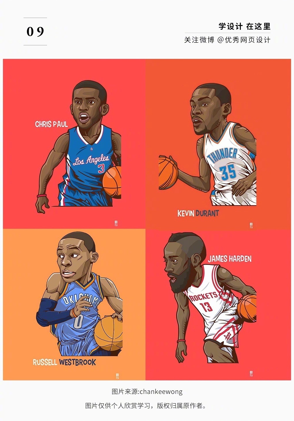 几十个NBA球星手绘表现