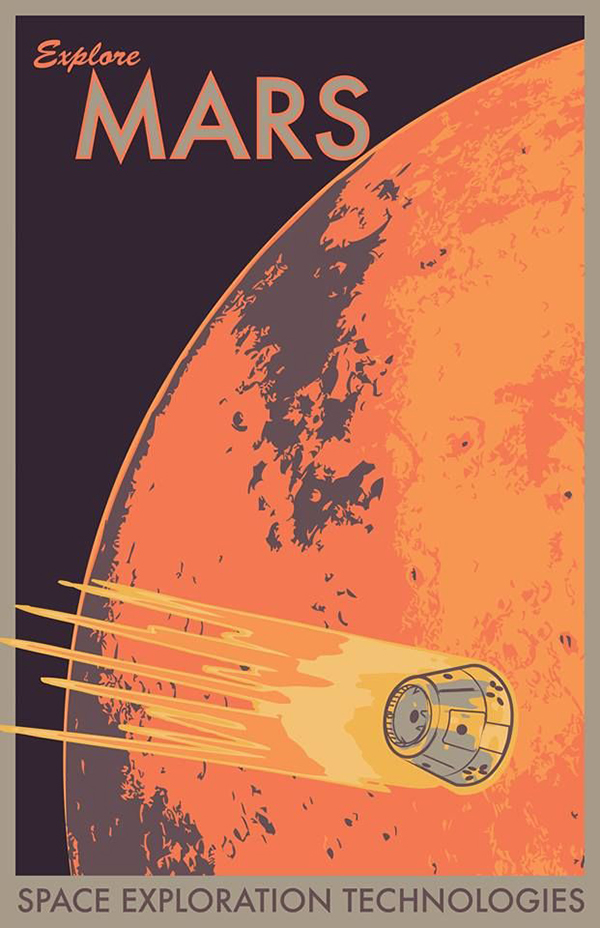 24张关于太空的复古风插画海报设计