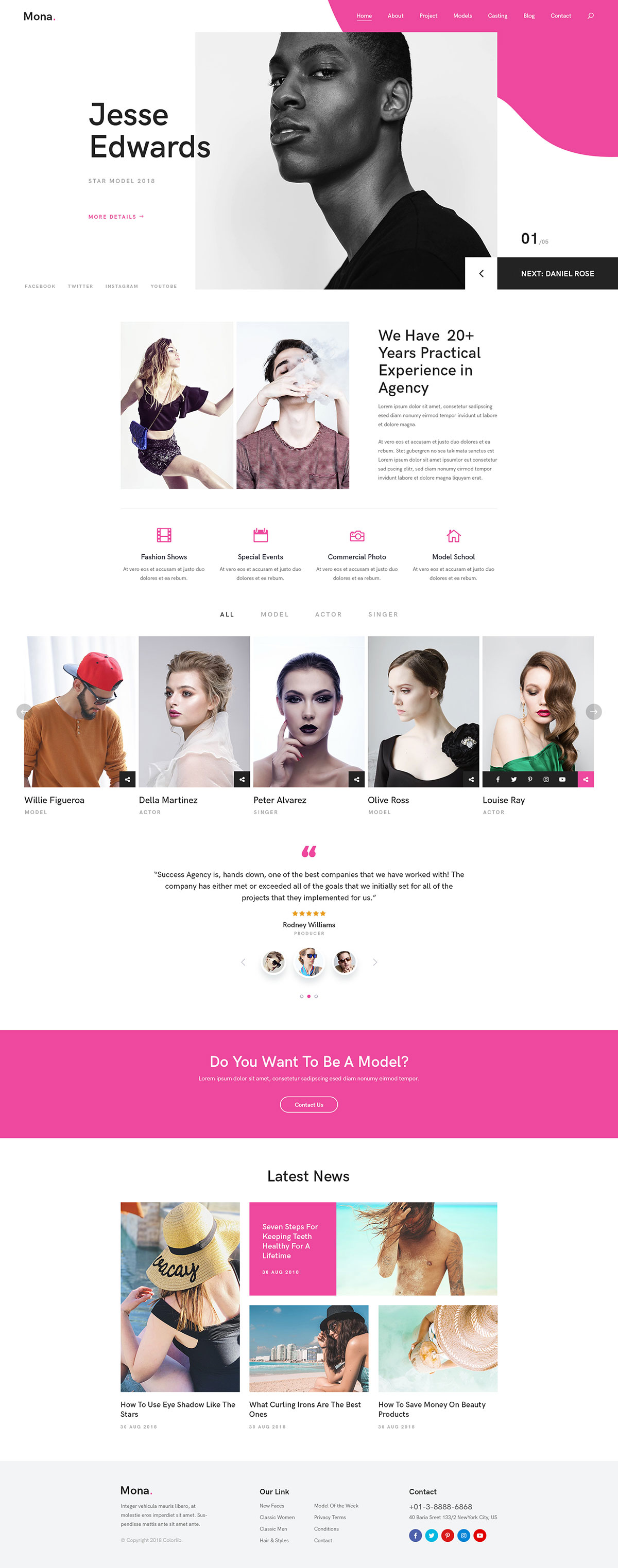 时尚潮流！12款模特机构网站设计