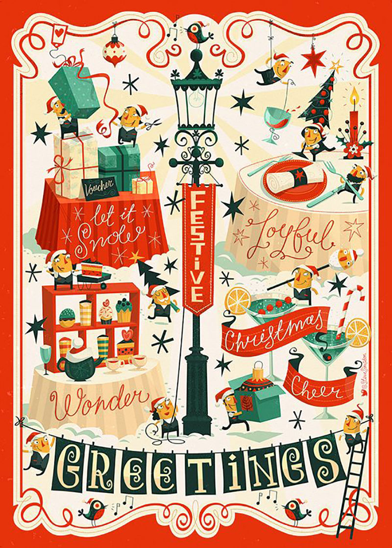 色彩的世界！可爱的圣诞主题插画海报设计