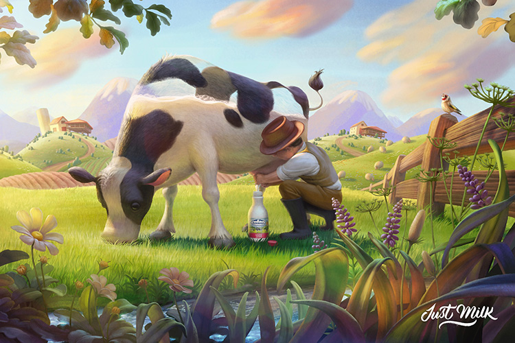 玩转创意！牛奶产品的趣味性广告海报