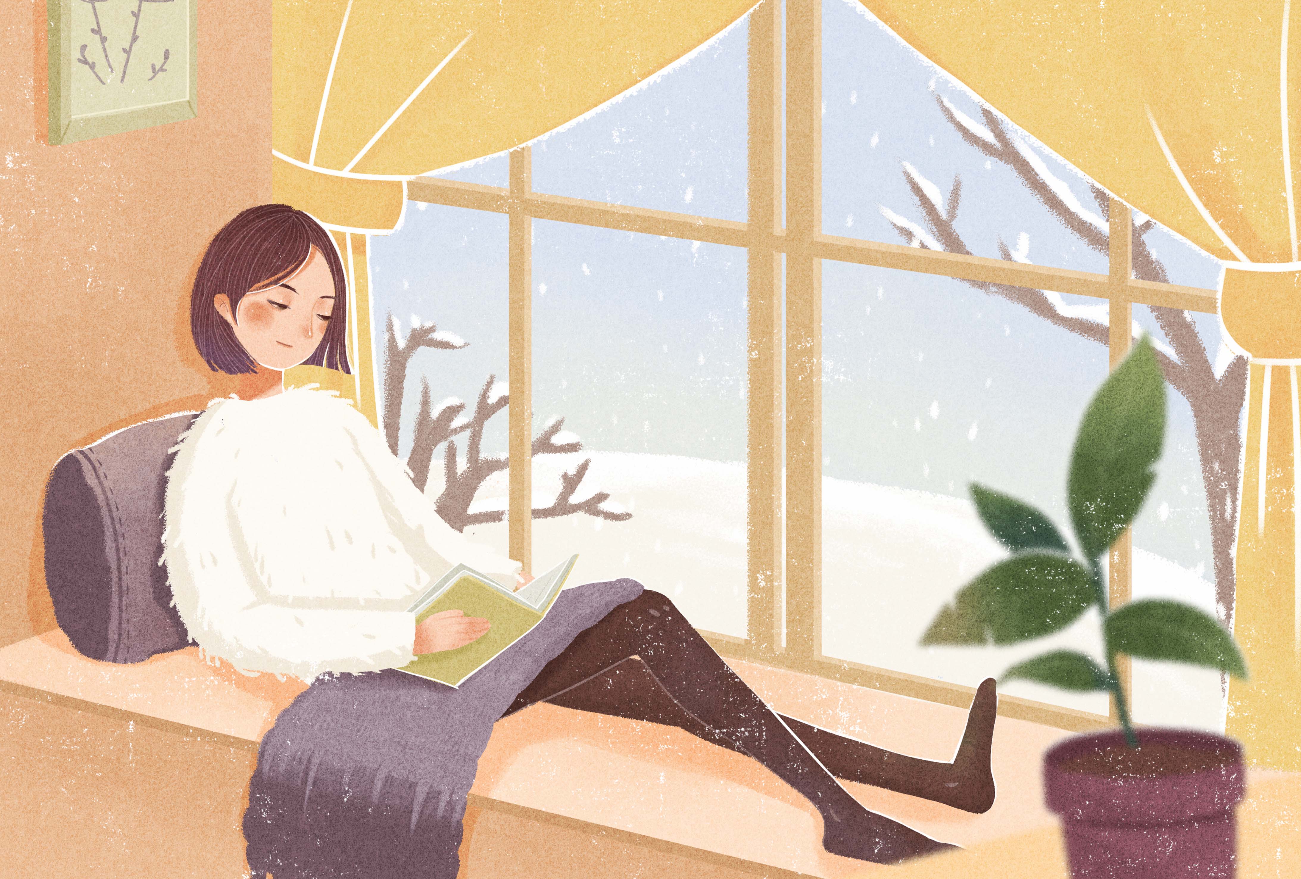 手绘教程！教你绘制冬日温暖感插画！