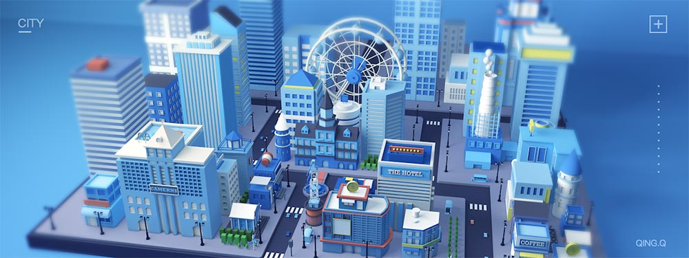12款用C4D绘制的三维城市场景
