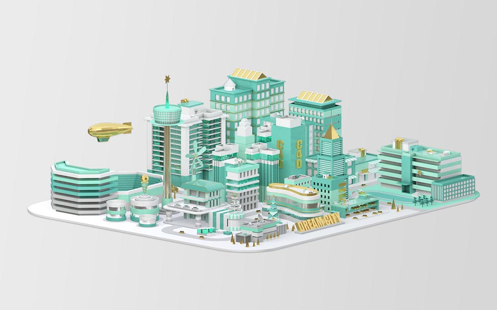 12款用C4D绘制的三维城市场景