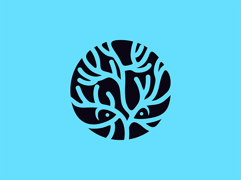 蜿蜒缤纷！34款珊瑚元素Logo设计