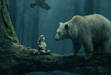 PS合成！神秘森林中的白熊与小女孩！（含素材下载）