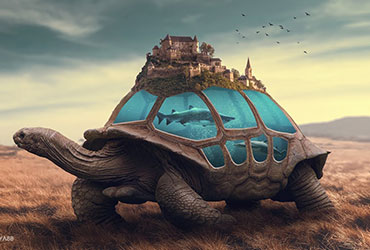 PS合成！乌龟背上的童话世界！（含素材图片下载）