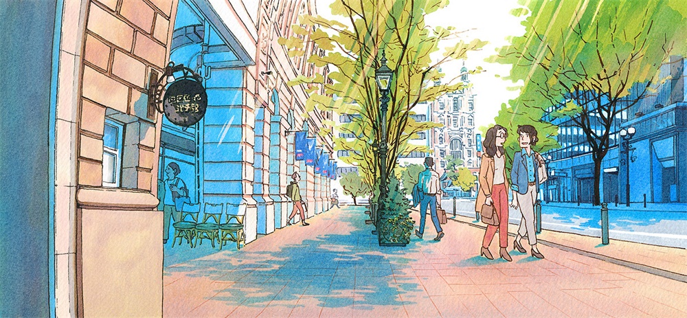 12款日本街道水彩插画