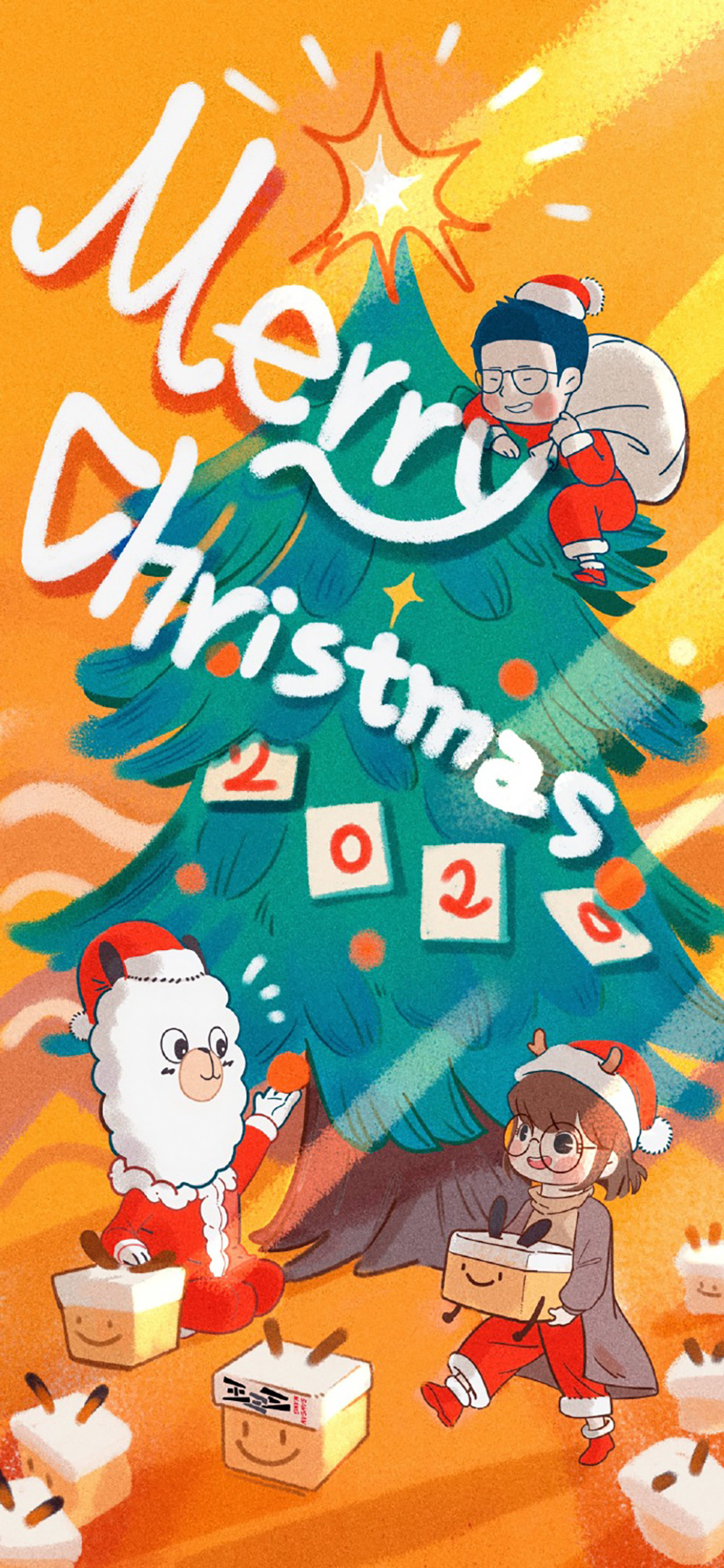 温暖可爱！12张圣诞节趣味插画营销海报
