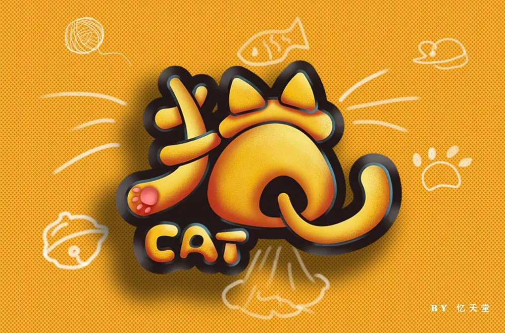 可爱生物！28款猫字体设计