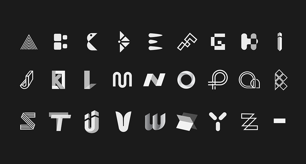 极简有趣！26款几何字母字体设计