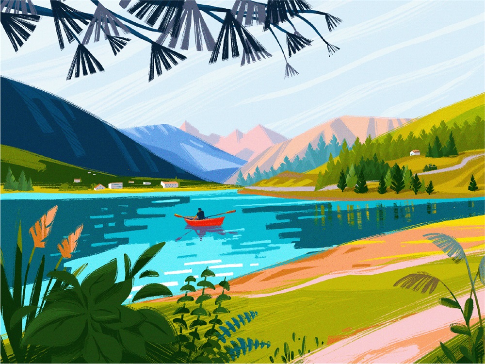 10款明亮多彩的自然景观插画