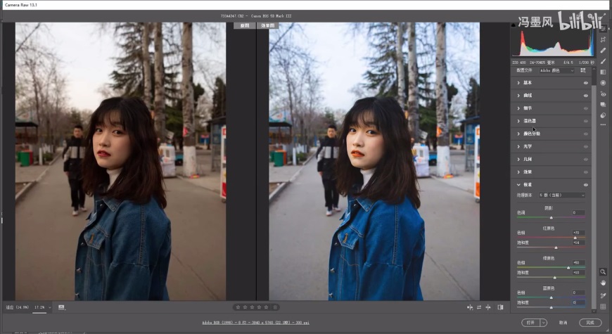 PS修图教程！清新ins风的camera raw人像修图调色思路