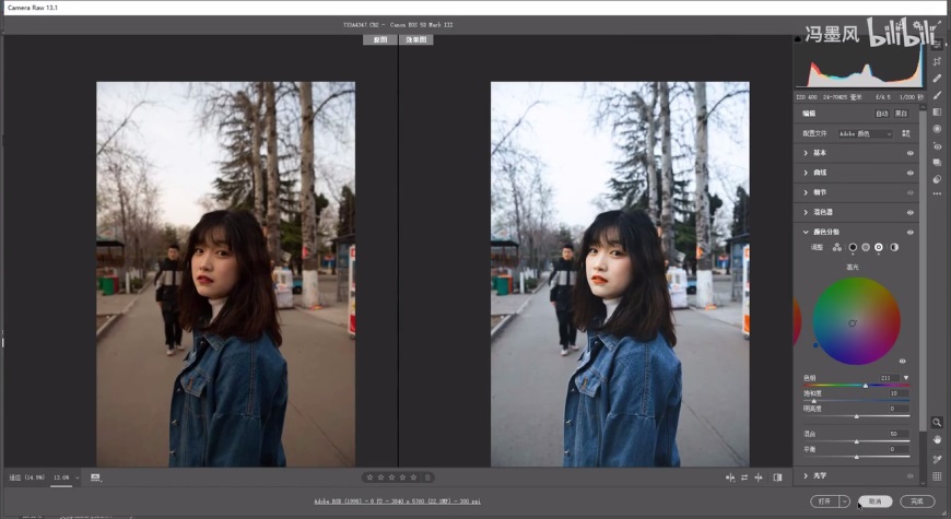 PS修图教程！清新ins风的camera raw人像修图调色思路