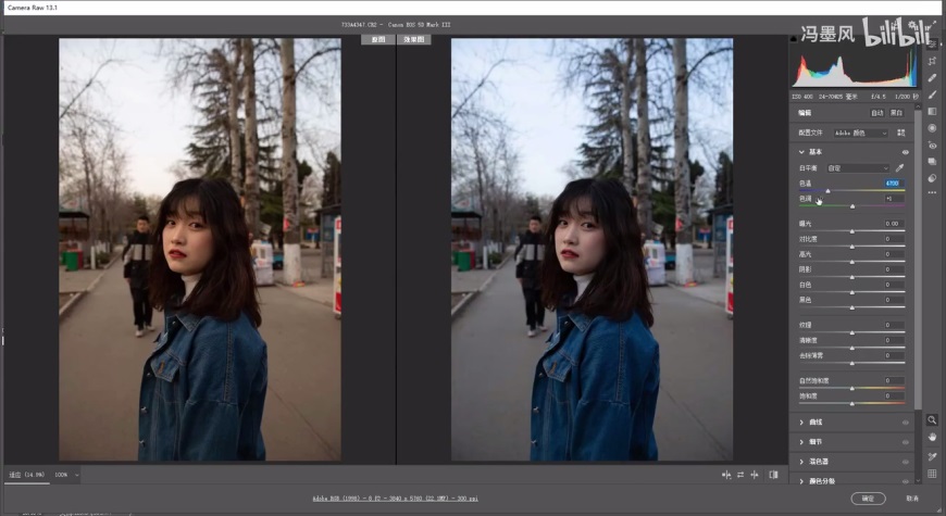 PS修图教程！清新ins风的camera raw人像修图调色思路