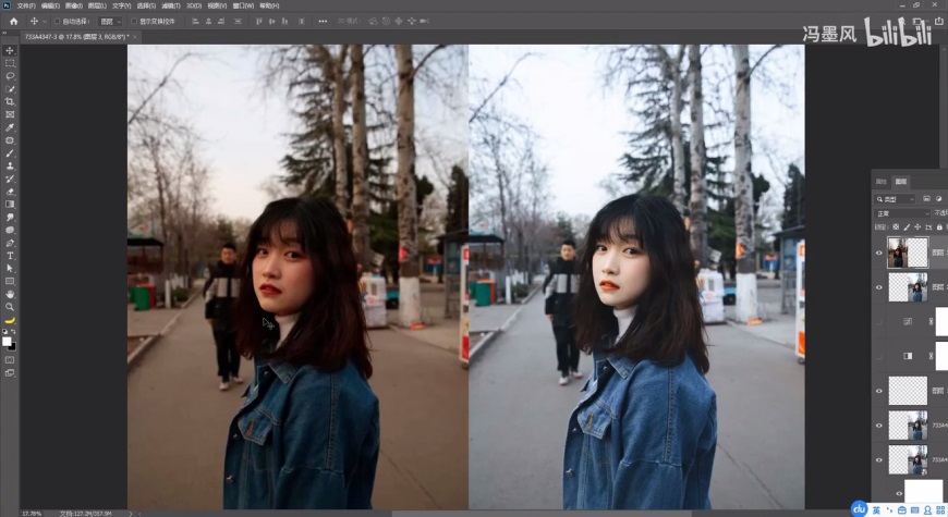 PS修图教程！清新ins风的camera raw人像修图调色思路
