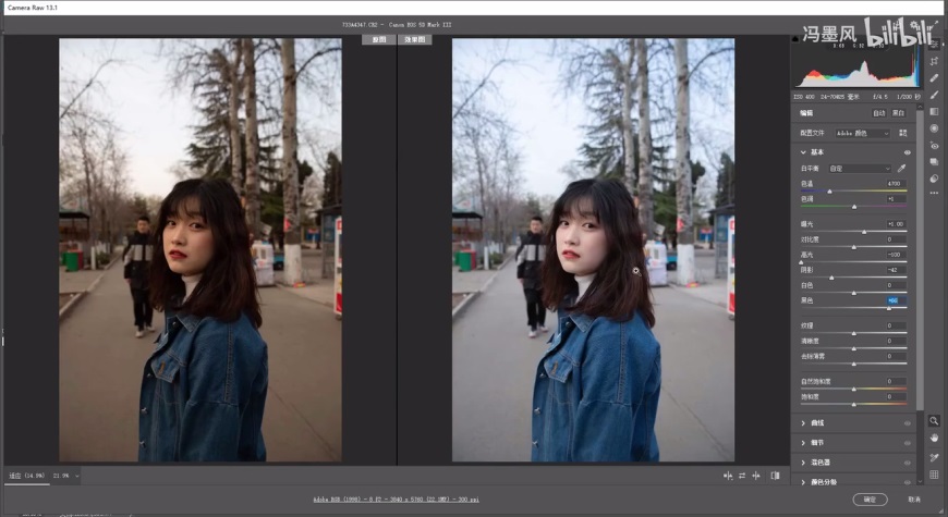 PS修图教程！清新ins风的camera raw人像修图调色思路