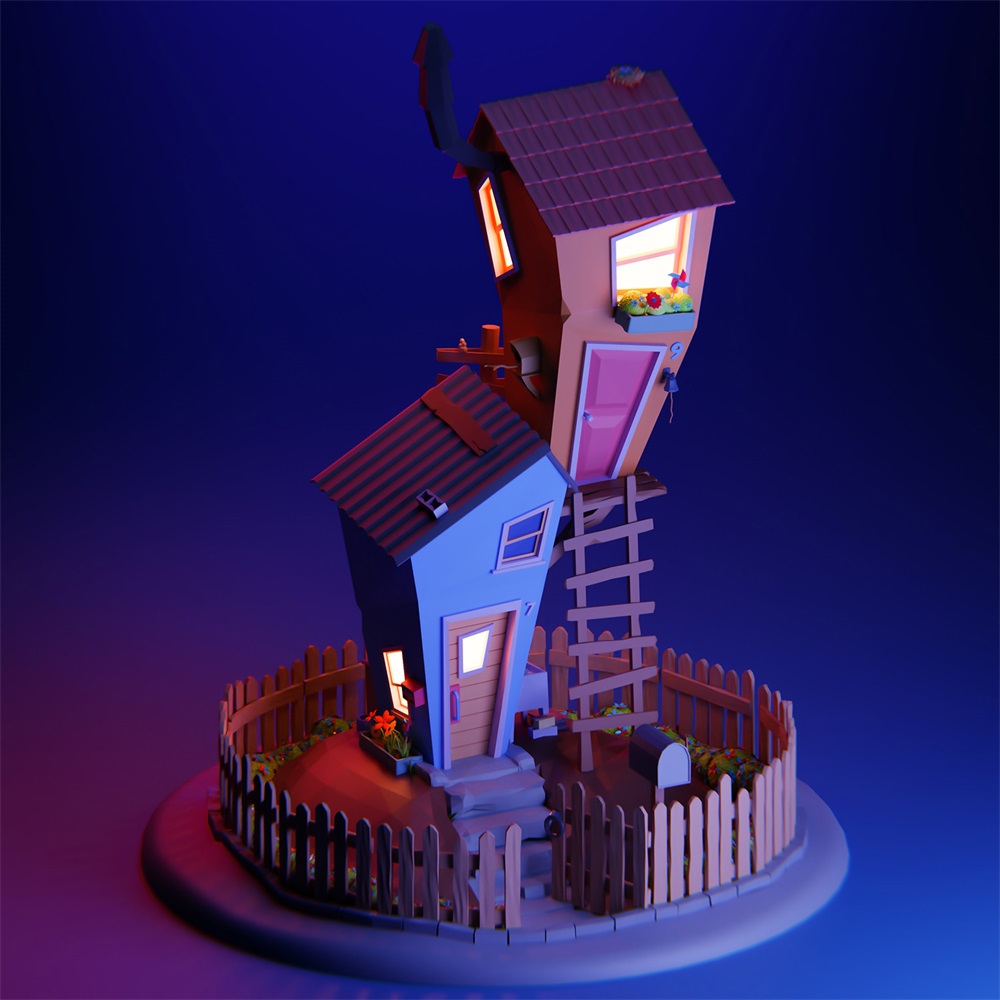 10款温馨梦幻的3D低多边形建筑设计！