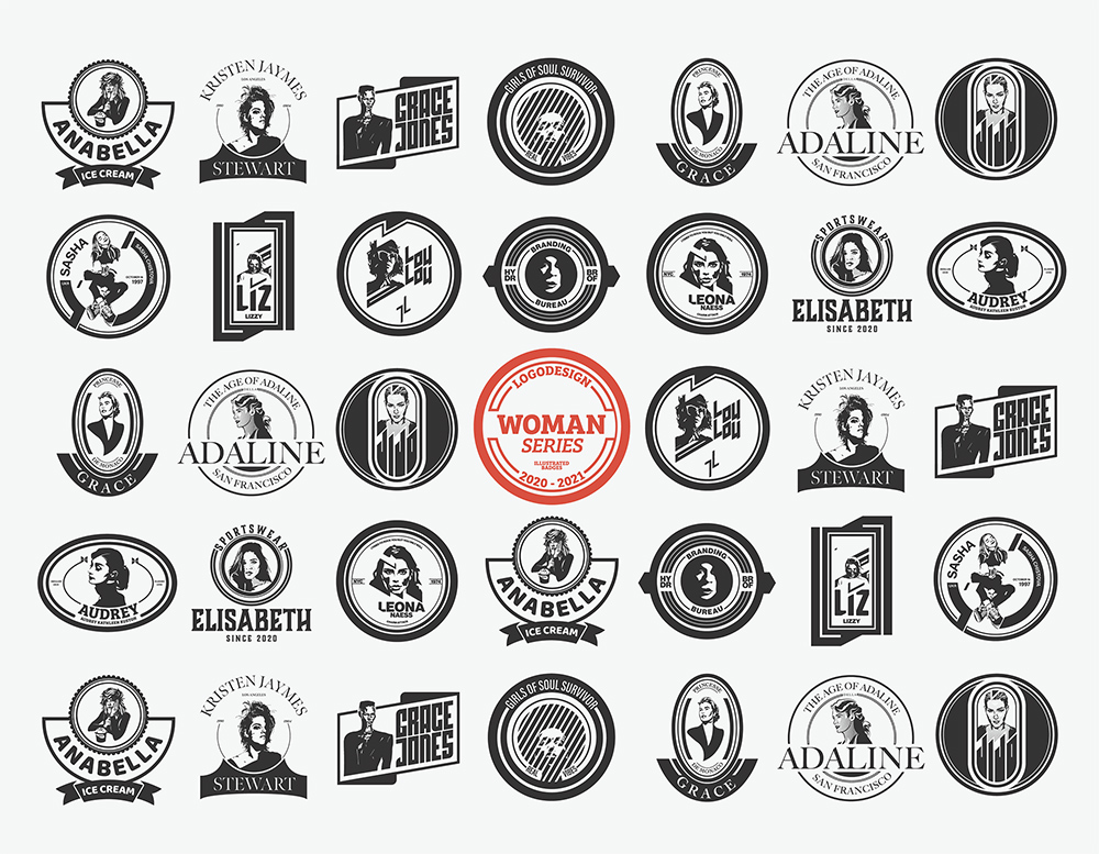 版画轮廓！15款女性徽章Logo设计