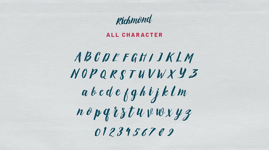 免费字体下载！一款流畅优雅随性自由的英文字体—Richmond