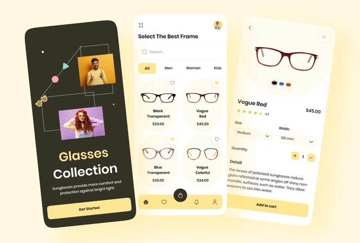 清晰看世界！12组眼镜商店APP界面设计灵感