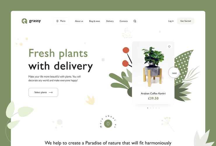 清新自然！12组绿植商店WEB界面设计灵感