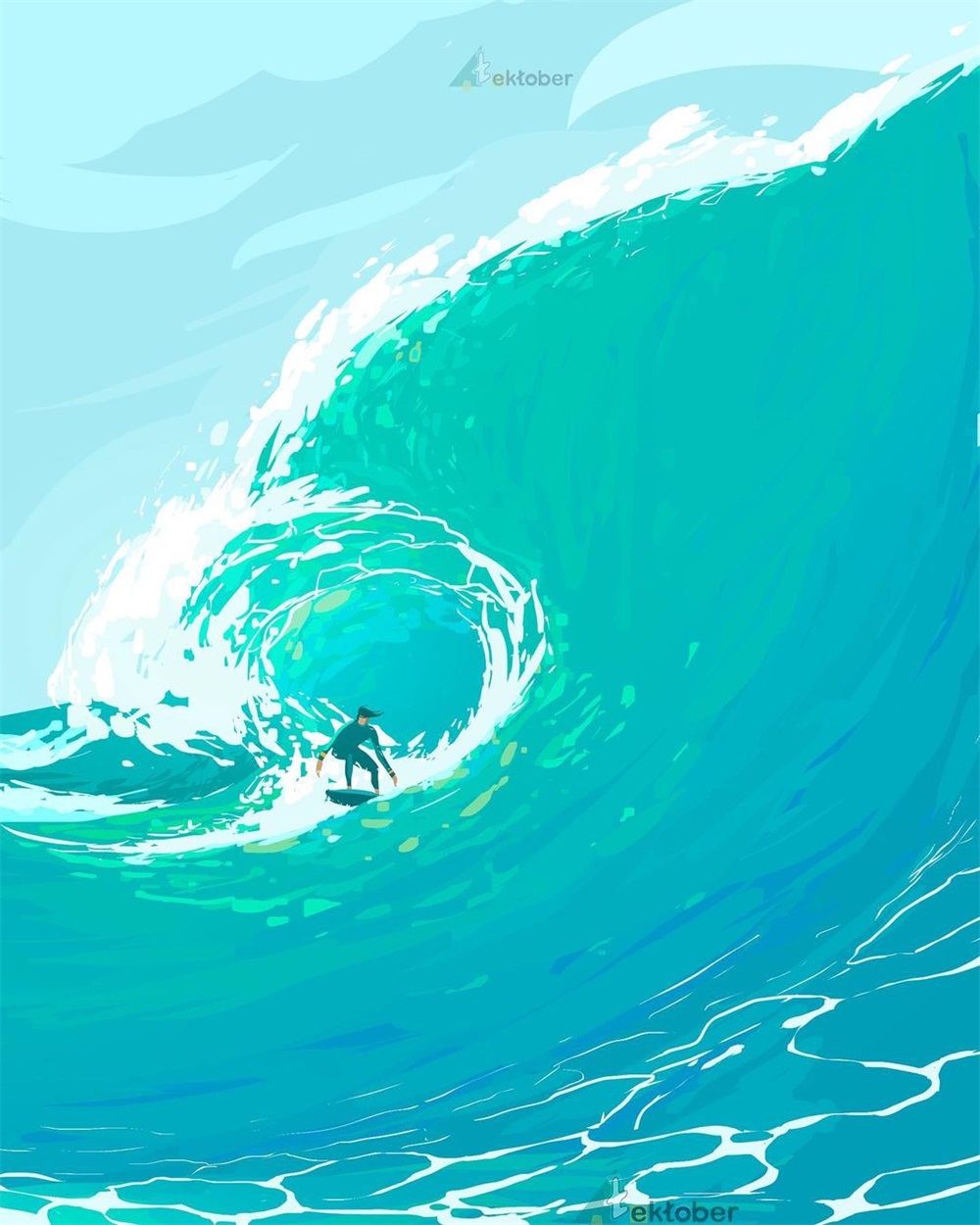 9 张蓝绿色调海洋插画！