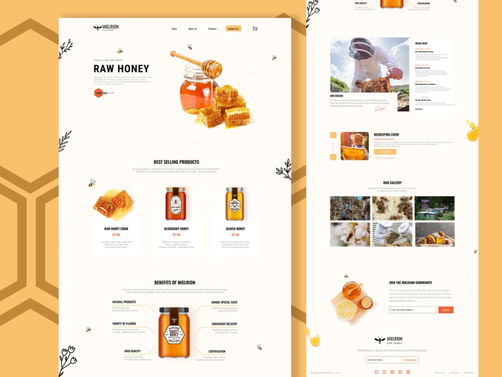 甜蜜健康！12组蜂蜜产品WEB界面设计灵感