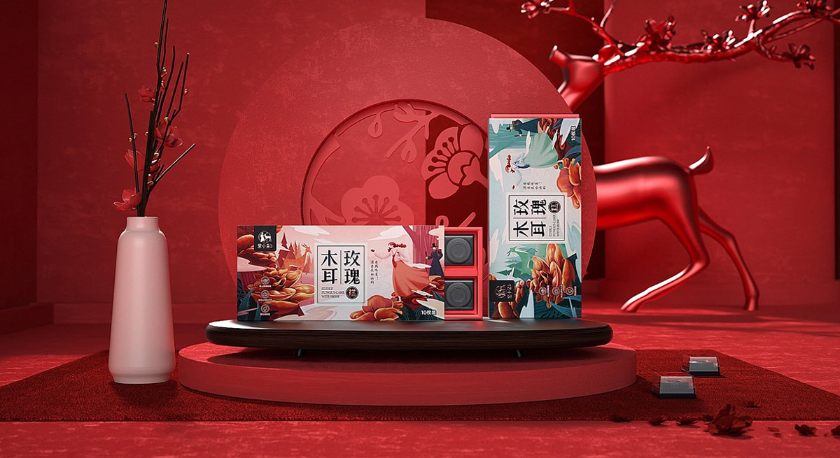 特色插图！木耳特产伴手礼包装设计