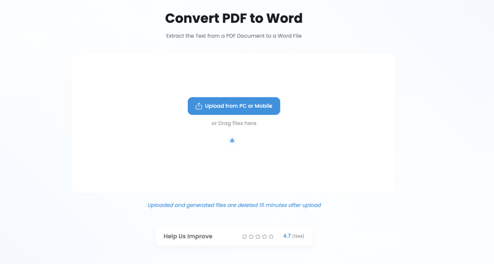 PDF转Word Tinywow 免费可商用 文件转换