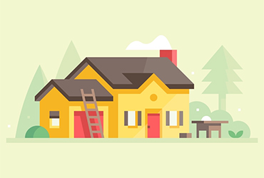 AI教程！清新通透的小房子建筑风景插画