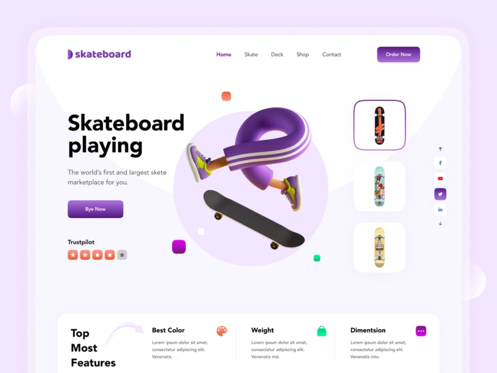街头运动！12组滑板产品WEB界面设计灵感