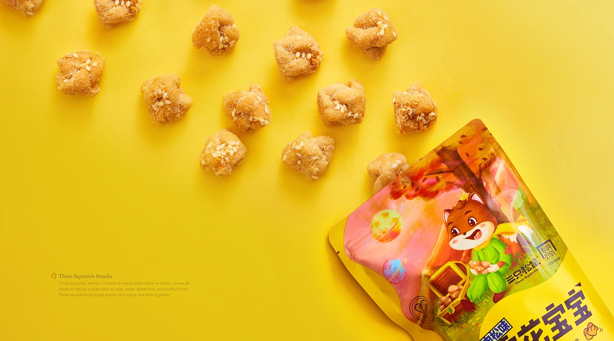 童话插画！“三只松鼠”膨化食品零食包装设计