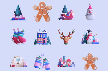 设计神器Free 3D Christmas icons ！绝对优质的圣诞节主题免费设计素材合集！