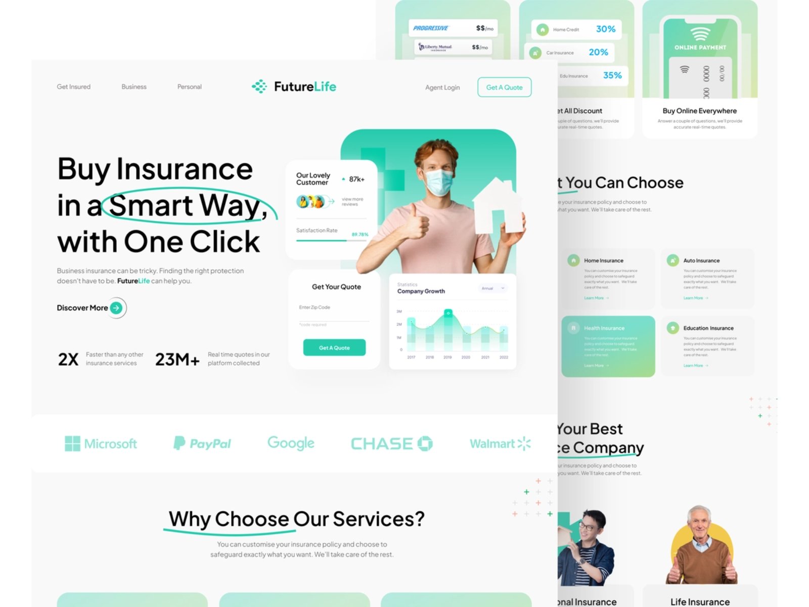 风险嫁接！12组保险服务WEB网页设计灵感