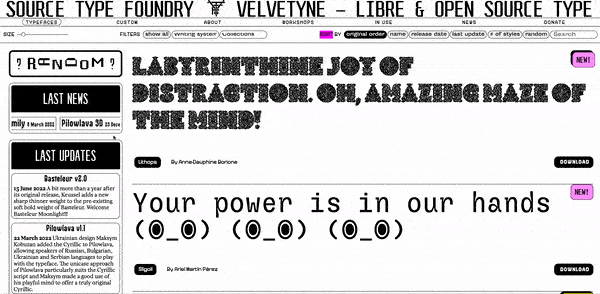 设计神器Velvetyne！内容全面风格独特的免费字体资源网站！