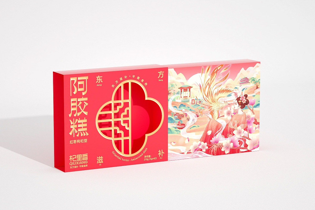 国潮插画！阿胶糕包装设计