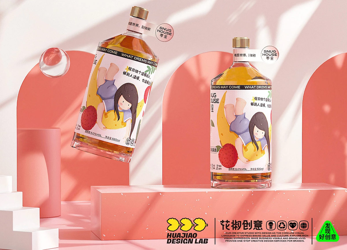 可爱插画！果酒产品包装设计