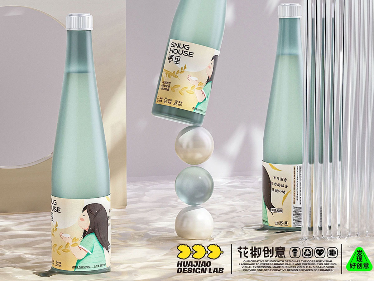 可爱插画！果酒产品包装设计
