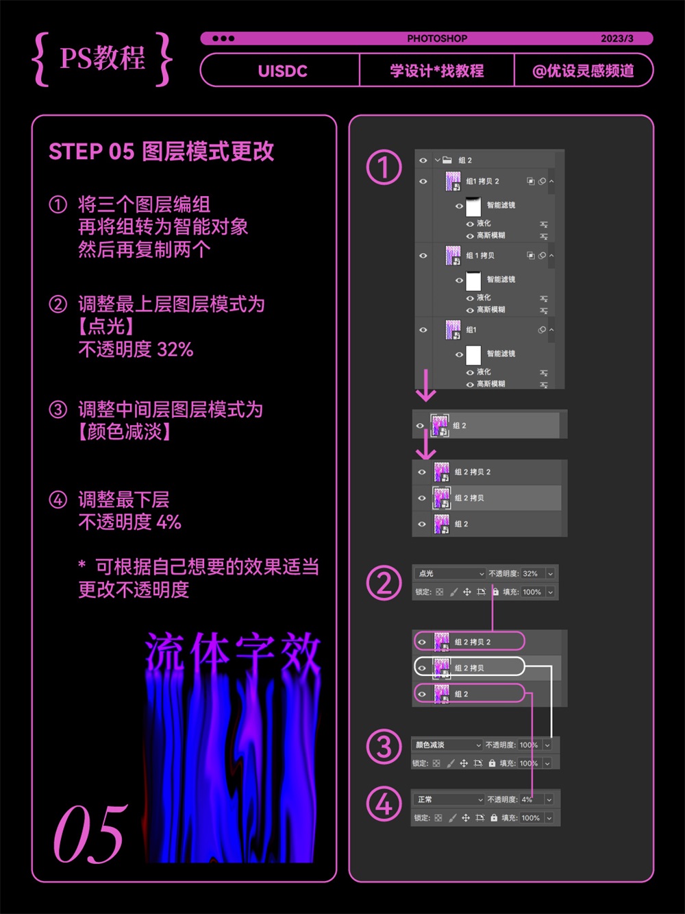 超酷炫！2 分钟学会 PS 渐变流体字效