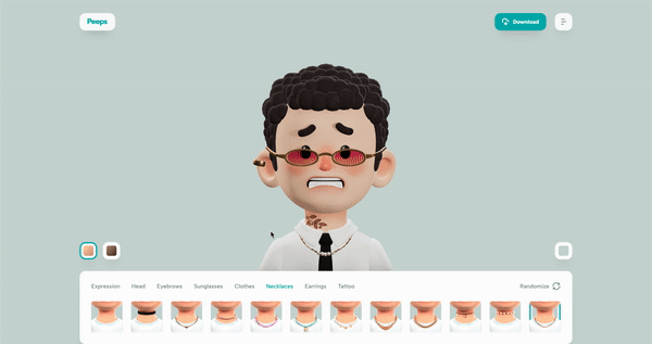 设计神器Peeps！免费可商用的潮流3D头像生成网站