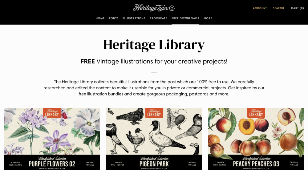 设计神器Heritage Library！免费可商用的专业复古插画素材库