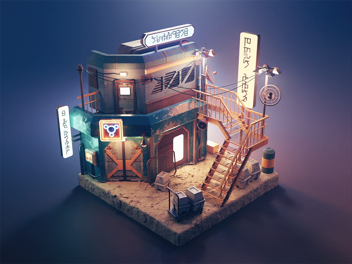 色彩氛围！12张3D小房子插画作品欣赏