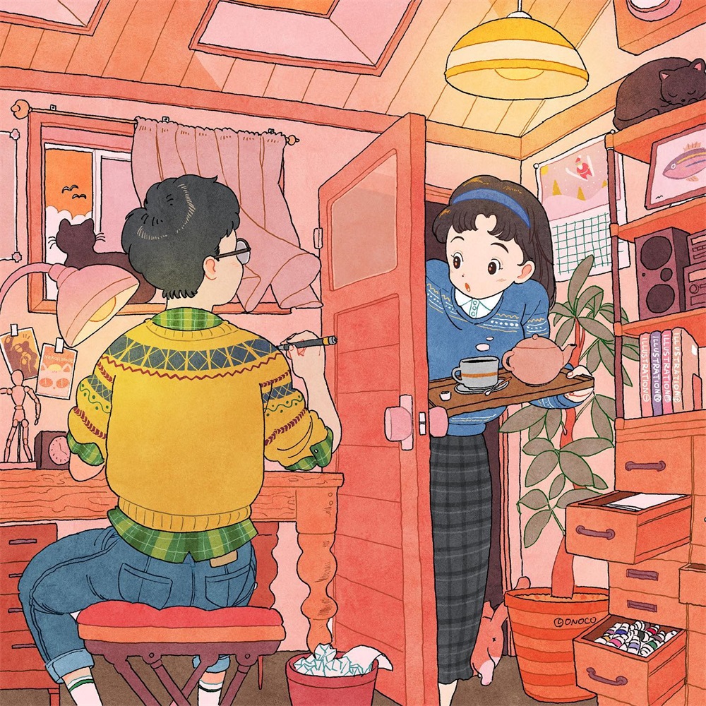 清新自然！12张线条细腻的日式人物插画