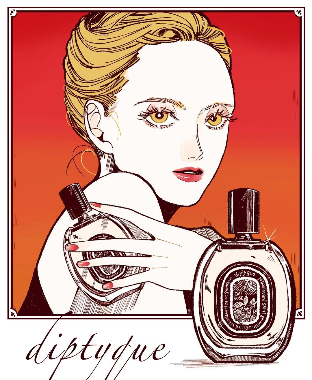 时尚优雅！13张化妆品人像联名插画